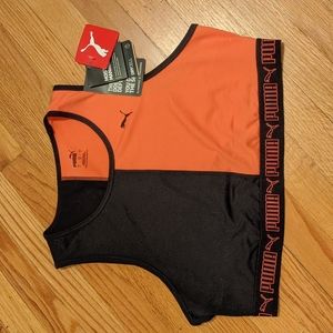Train PUMA elastic crop top split black and peach